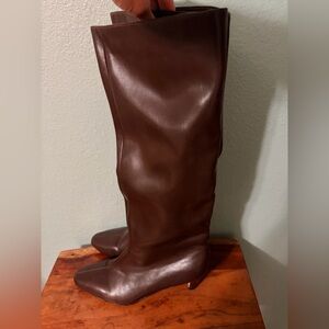 Brown Leather Knee-High Boots